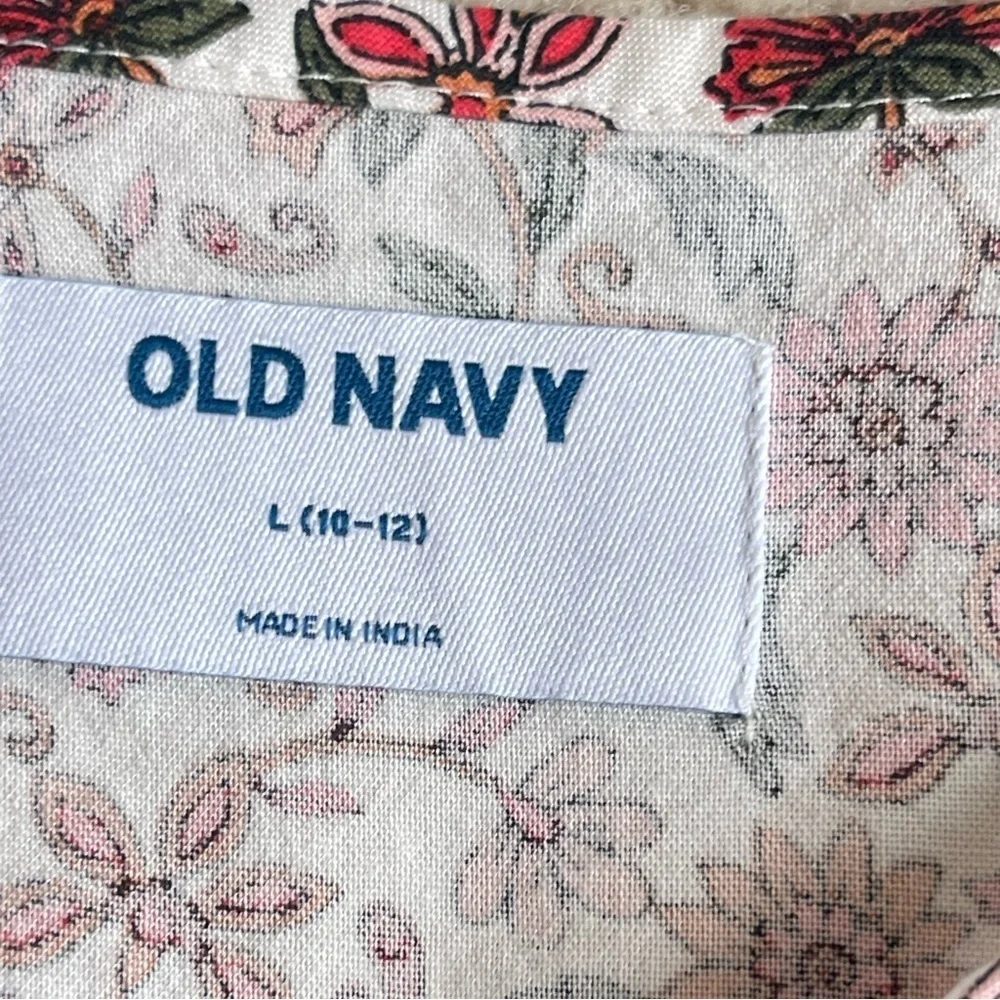 Old Navy Girls Floral Print Puff Sleeves Tiered Swing Dress Size L 10-12